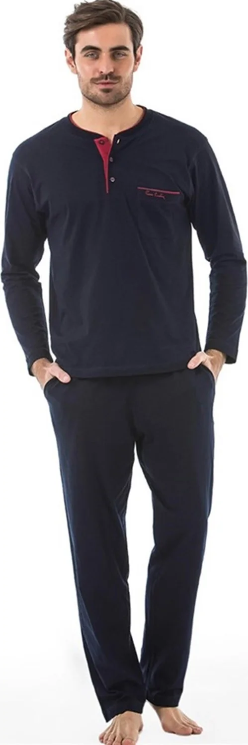 بيير كاردان 5 Piece Combed Cotton Robe Suit Pajama Set 5560 Navy Blue