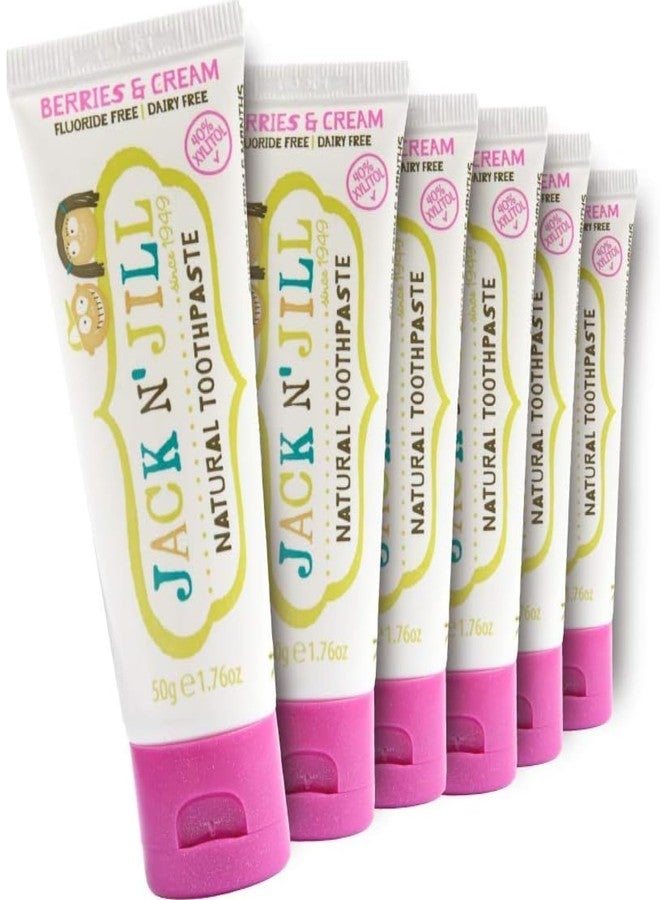 Jack N' Jill Natural Certified Toothpaste for Kids - Fluoride Free Kids & Toddlers Toothpaste, Gently Cleans Teeth, Helps Soothe Gums, 40% Xylitol, BPA Free - Berries N' Cream, 1.76 oz (Pack of 6) - Image 1