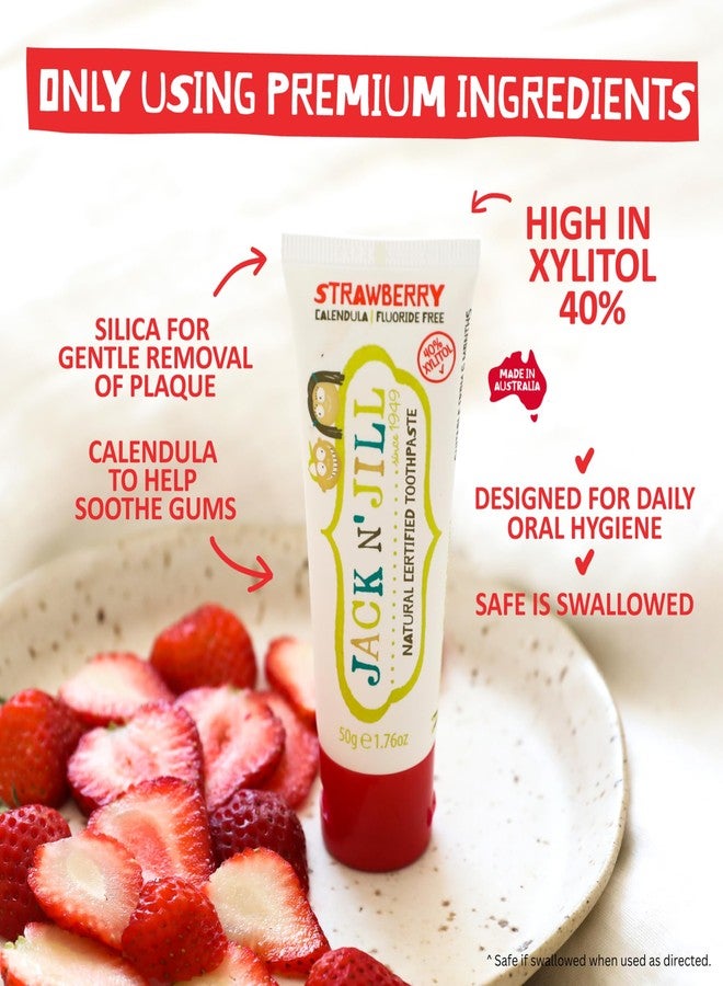 Jack N' Jill Natural Certified Toothpaste for Kids - Fluoride Free Kids & Toddlers Toothpaste, Gently Cleans Teeth, Helps Soothe Gums, 40% Xylitol, BPA Free - Berries N' Cream, 1.76 oz (Pack of 6) - Image 3