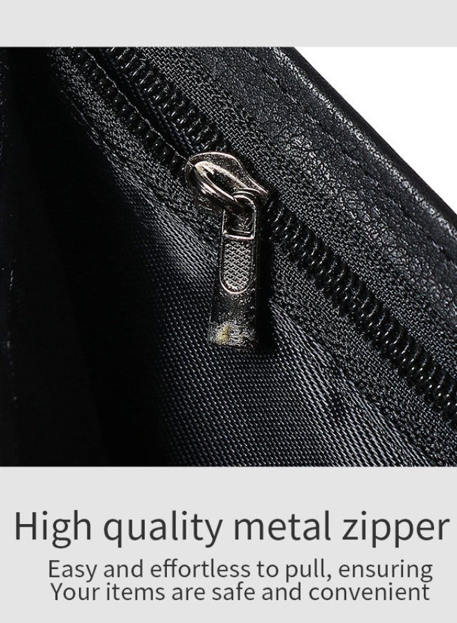 PLUSOX Genuine Leather Men Wallet Retro Cowhide Coin Purse Multiple Card Slots Business Casual Card Holder Black - Image 5