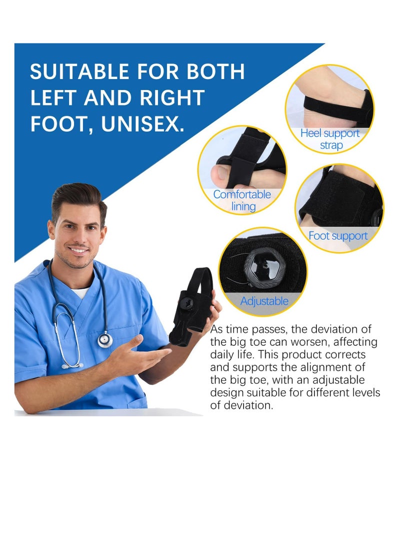 Adjustable Bunion Corrector for Men and Women, Orthopedic Big Toe Straightener with Separators for Day and Night Relief, Comfortable Bunion Splint in Black - Image 4