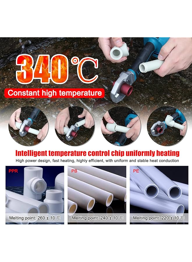 erorex Lithium Water Pipes Melting Device Household Ppr Welding Machine 340℃ Constant Temperature With 20Mm 25Mm 32Mm Replacement Heads - Image 3