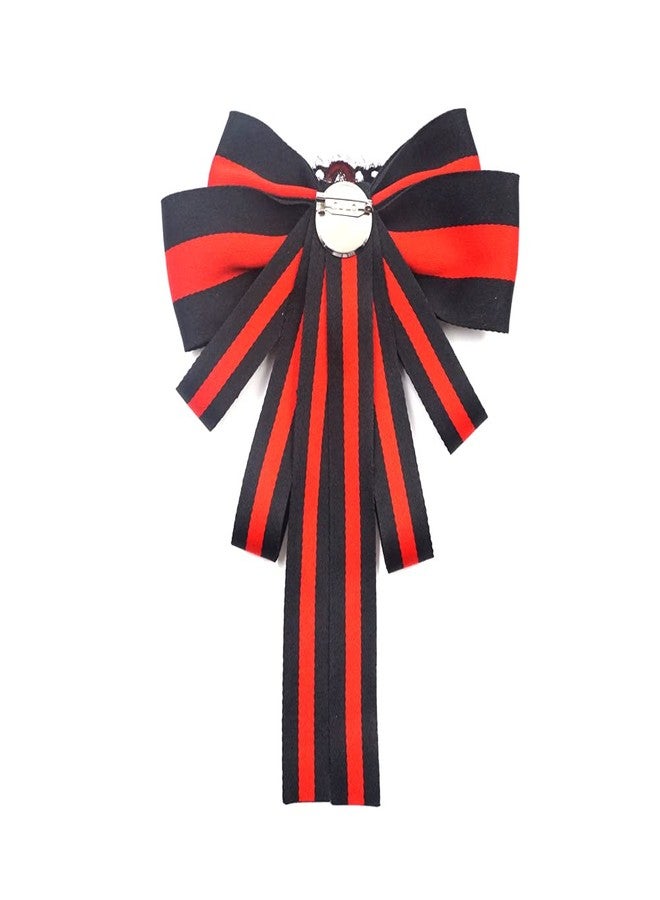 Topaz Christmas black bow tie brooch for women men bowknot costume brooches fashion jewelry cravat ribbon broach pin womens corsage jabot collar neck (black+red), 16*23.5cm/6.2W*9H inches - Image 5