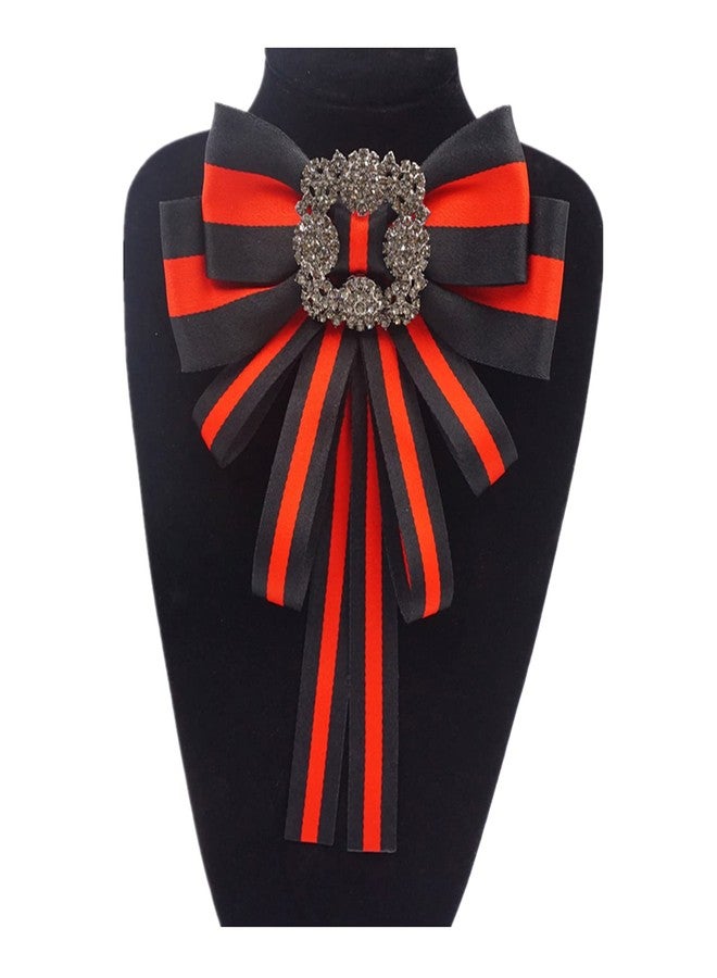 Topaz Christmas black bow tie brooch for women men bowknot costume brooches fashion jewelry cravat ribbon broach pin womens corsage jabot collar neck (black+red), 16*23.5cm/6.2W*9H inches - Image 2