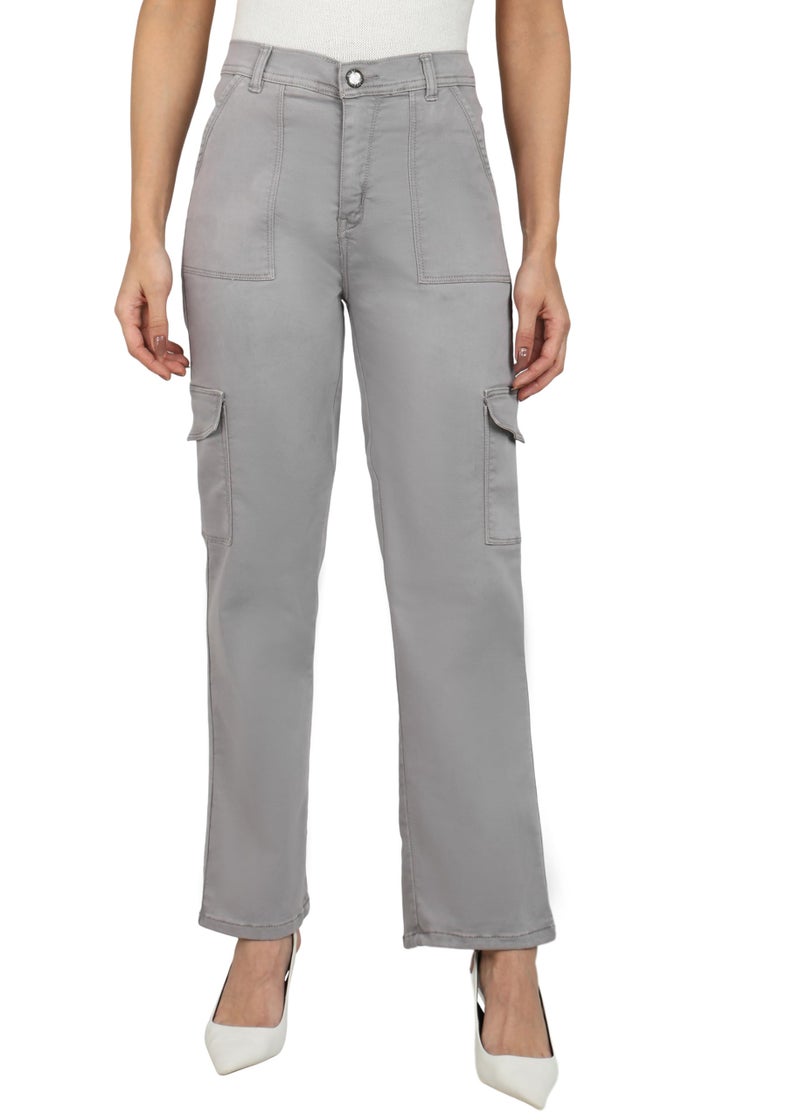 Nifty Women's Denim Relaxed Fit Grey Cargo Jeans (1466_Gry_36_Grey_36) - Image 1