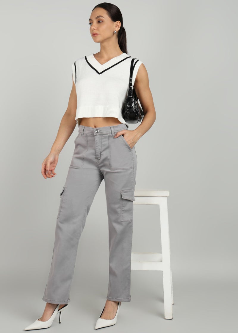 Nifty Women's Denim Relaxed Fit Grey Cargo Jeans (1466_Gry_36_Grey_36) - Image 4