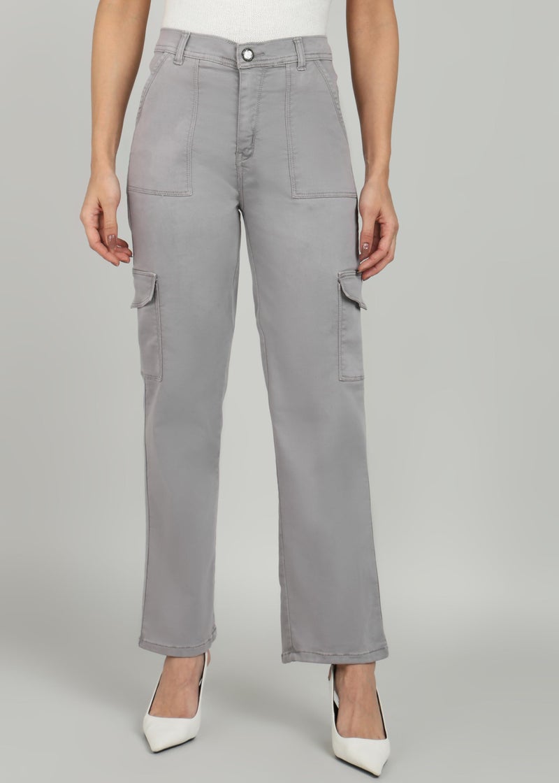 Nifty Women's Denim Relaxed Fit Grey Cargo Jeans (1466_Gry_36_Grey_36) - Image 2
