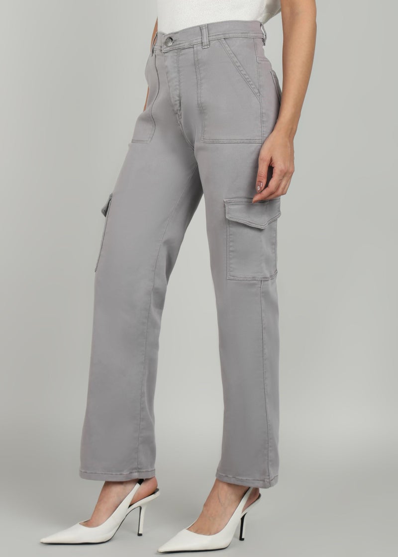 Nifty Women's Denim Relaxed Fit Grey Cargo Jeans (1466_Gry_36_Grey_36) - Image 3