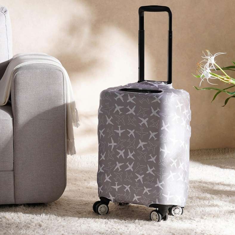 Aeroplane Printed Luggage Cover Printed Small - Grey