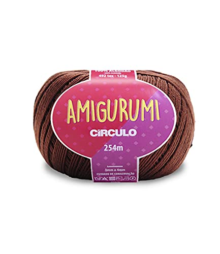 CÃRCULO Circulo Amigurumi Yarn 100 Mercerized Brazilian Virgin Cotton for Crocheting and Knitting Soft Art Sport Weight Yarn 44 oz 278 yds Color 7569 Brownie - Image 1