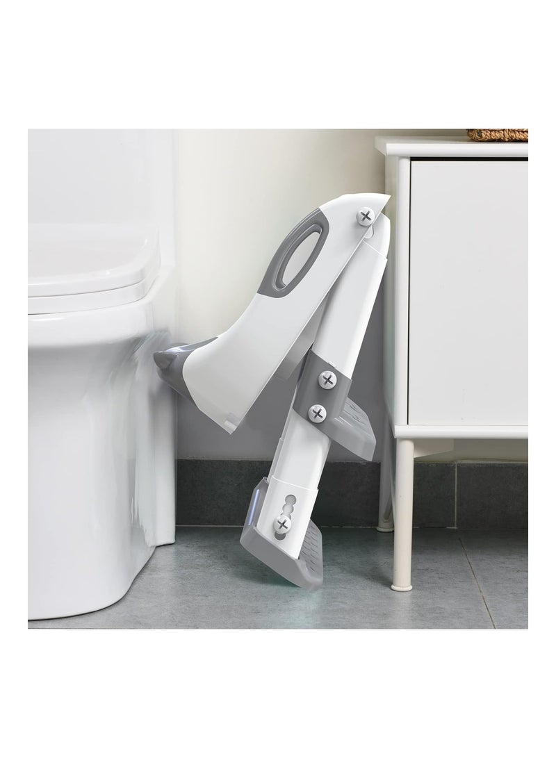 SKYROKU Potty Training Seat With Step Stool Ladder Splash Guard And Safety Handles Grey  - Image 4