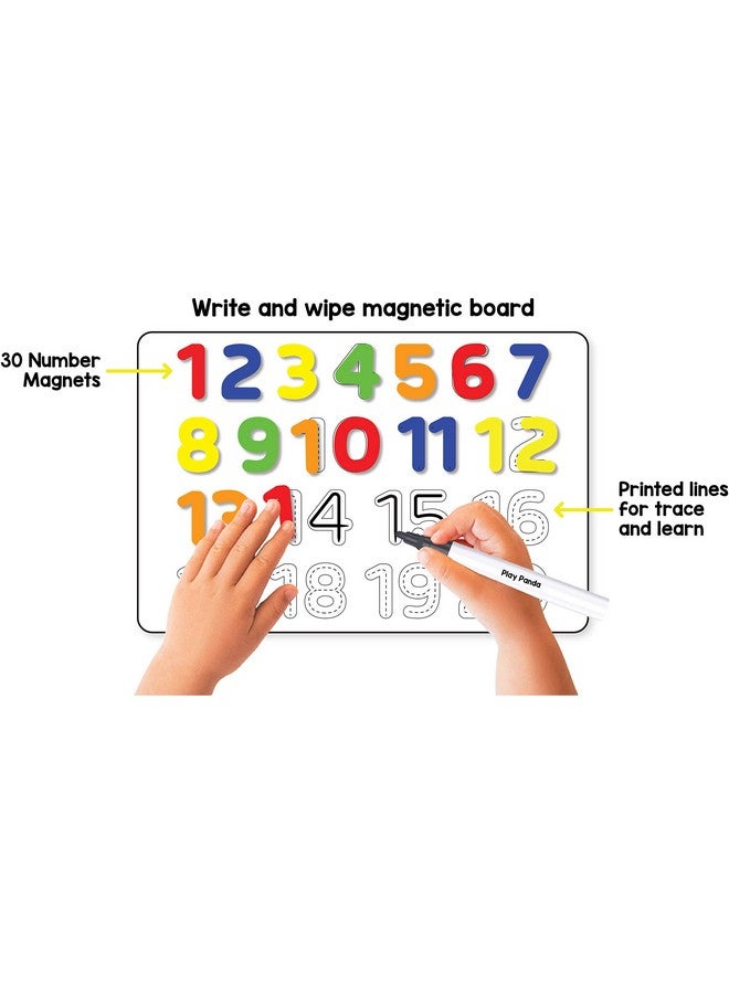 Play Panda Magnetic Learn to Write Numbers - Includes Write and Wipe Magnetic Board, 30 Number Magnets, Dry Erase Sketch Pen and Duster - Simplify Teaching and Learning Yellow - Image 3