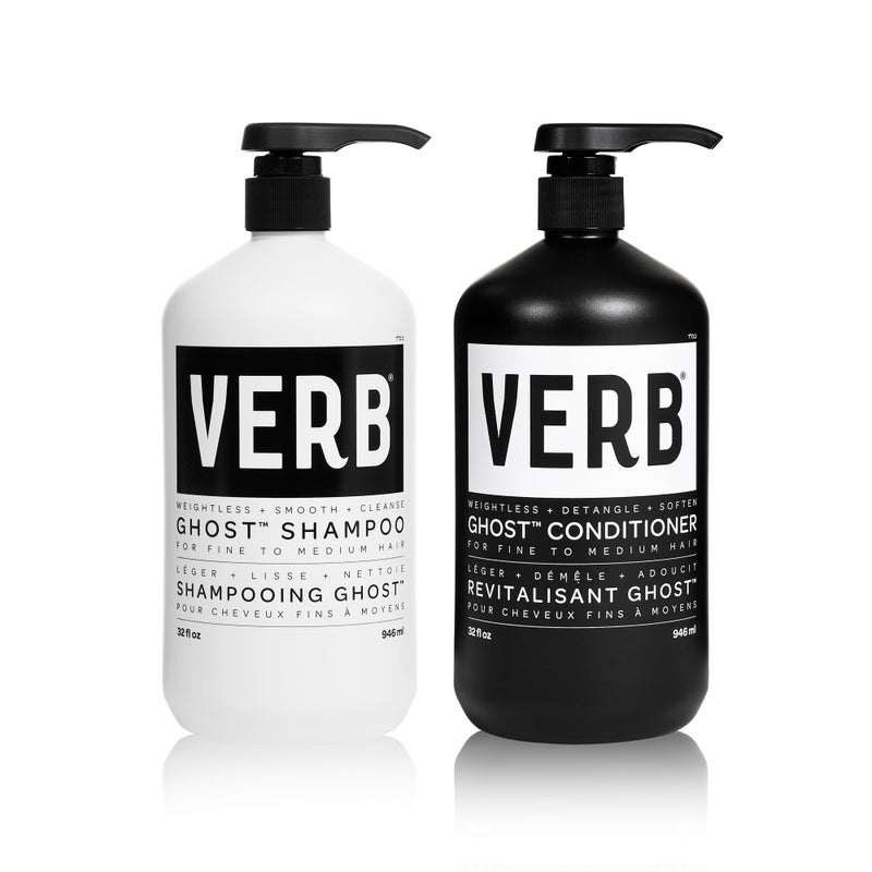 VERB Ghost Shampoo & Conditioner Duo Set, 32 fl oz, Infused with Moringa Oil -Cleanses + Moisturizes Fine and Weighed Down Hair - Vegan, No Parabens or Harmful Sulfates - Image 1