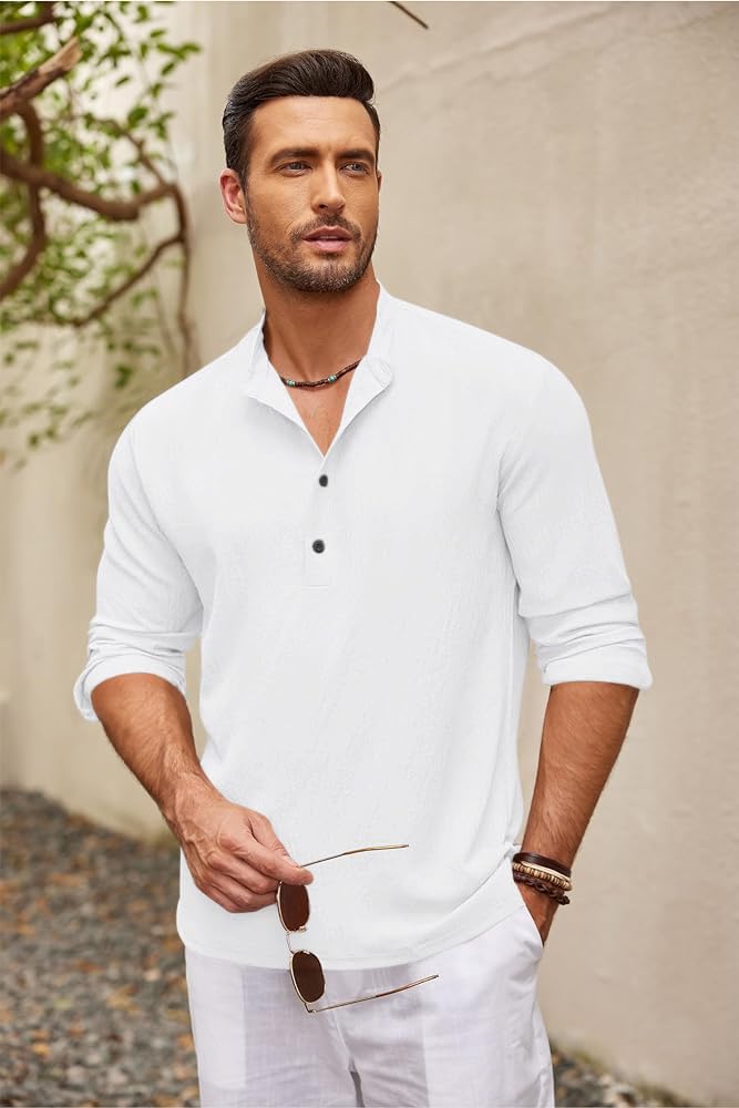 Bellstone Men’s Cotton Blend Solid Regular Fit Full Sleeve Short Kurta | Men's Trendy Short Kurta | Ethnic Stylish Casual Lightweight Summer Kurta for Daily and Occasion Use - Image 2