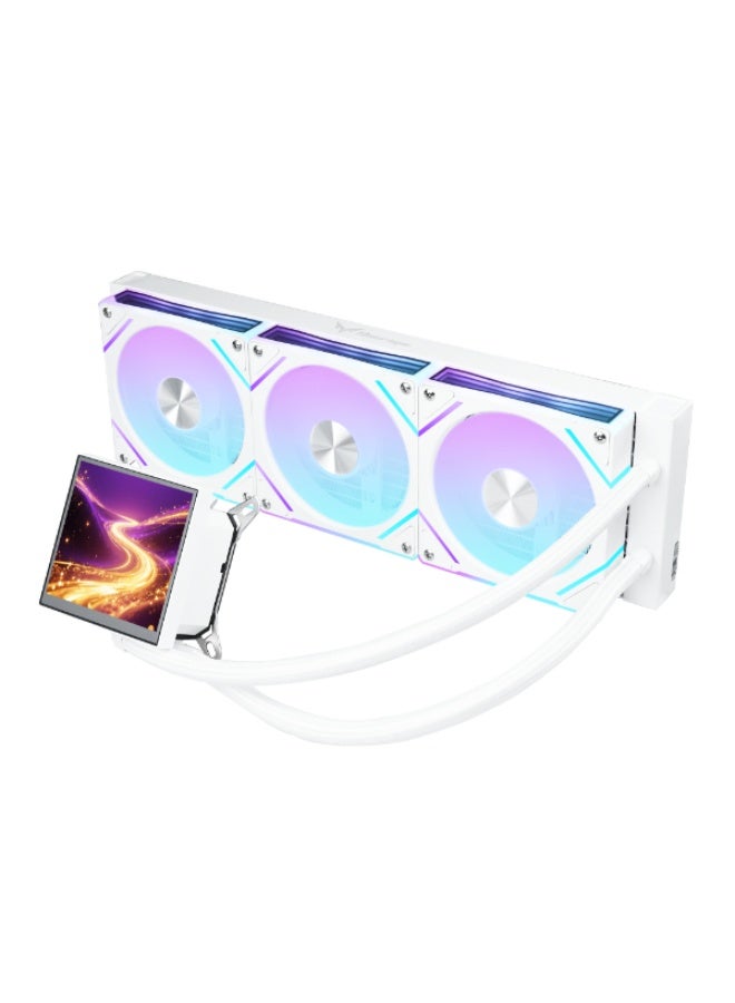 ثيرمو مبرد مائي ثيرمو رابتور RT360 مع شاشة قابلة للبرمجة مقاس 4 انش مغناطسية قابلة للإزالة مراوح ARGB لون أبيض - Image 3