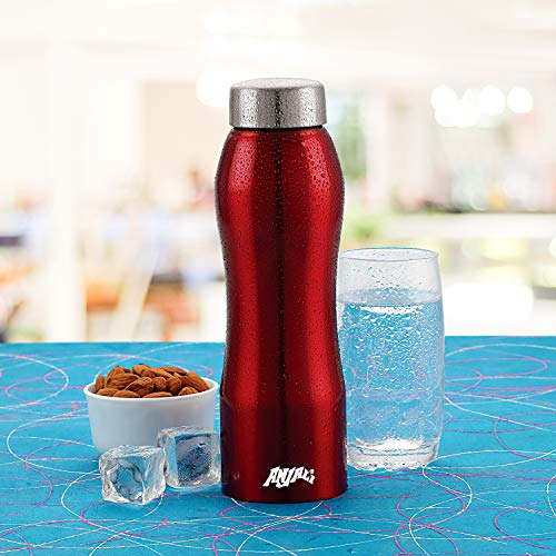 Anjali Stainless Steel Fridge Water Bottle, 810 ml, Red (Red) - Image 3