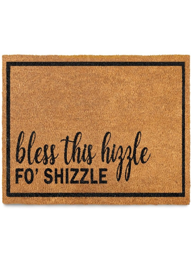 ماين إيفنت سجادة باب MAINEVENT Bless This Hizzle Fo Shizzle مقاس 30×17 بوصة، سجادة باب مرحة للمناطق الخارجية المغطاة، سجادة ترحيب مزينة بألياف جوز الهند مع ظهر من مادة PVC مانعة للانزلاق. - Image 1