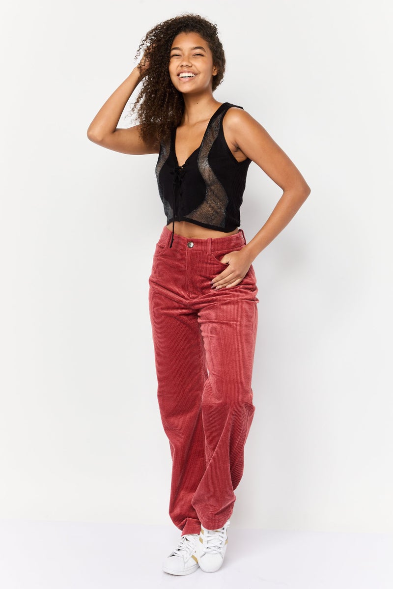 Asos Design Women V Neck Sleeveless Textured Tank Top, Black  - Image 4