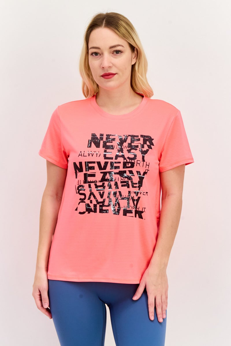 PUMA Women Sportswear Fit Short Sleeve Training Top, Coral - Image 1