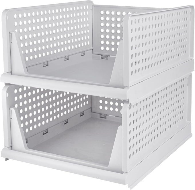 CLOTH ORGANIZER FOR WORDROBE STACKABLE STORAGE BASKETFOLDABLE CLOSET ORGANIZERS STORAGE BINSDRAWER SHELF STORAGE CONTAINER FOR WARDROBE CUPBOARD KITCHEN HOME OFFICE 2 LAYERLARGE