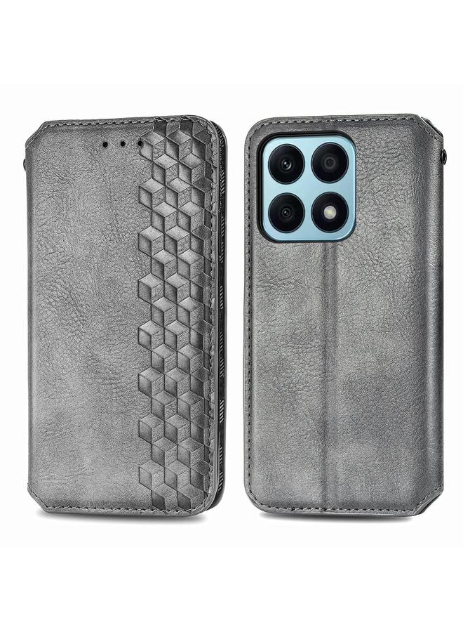 اس-توب جراب هاتف Honor X8b 4G ذو الشبكة المكعبة والمغناطيس المضغوط من الجلد - Image 1