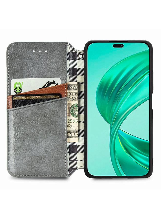 اس-توب جراب هاتف Honor X8b 4G ذو الشبكة المكعبة والمغناطيس المضغوط من الجلد - Image 4