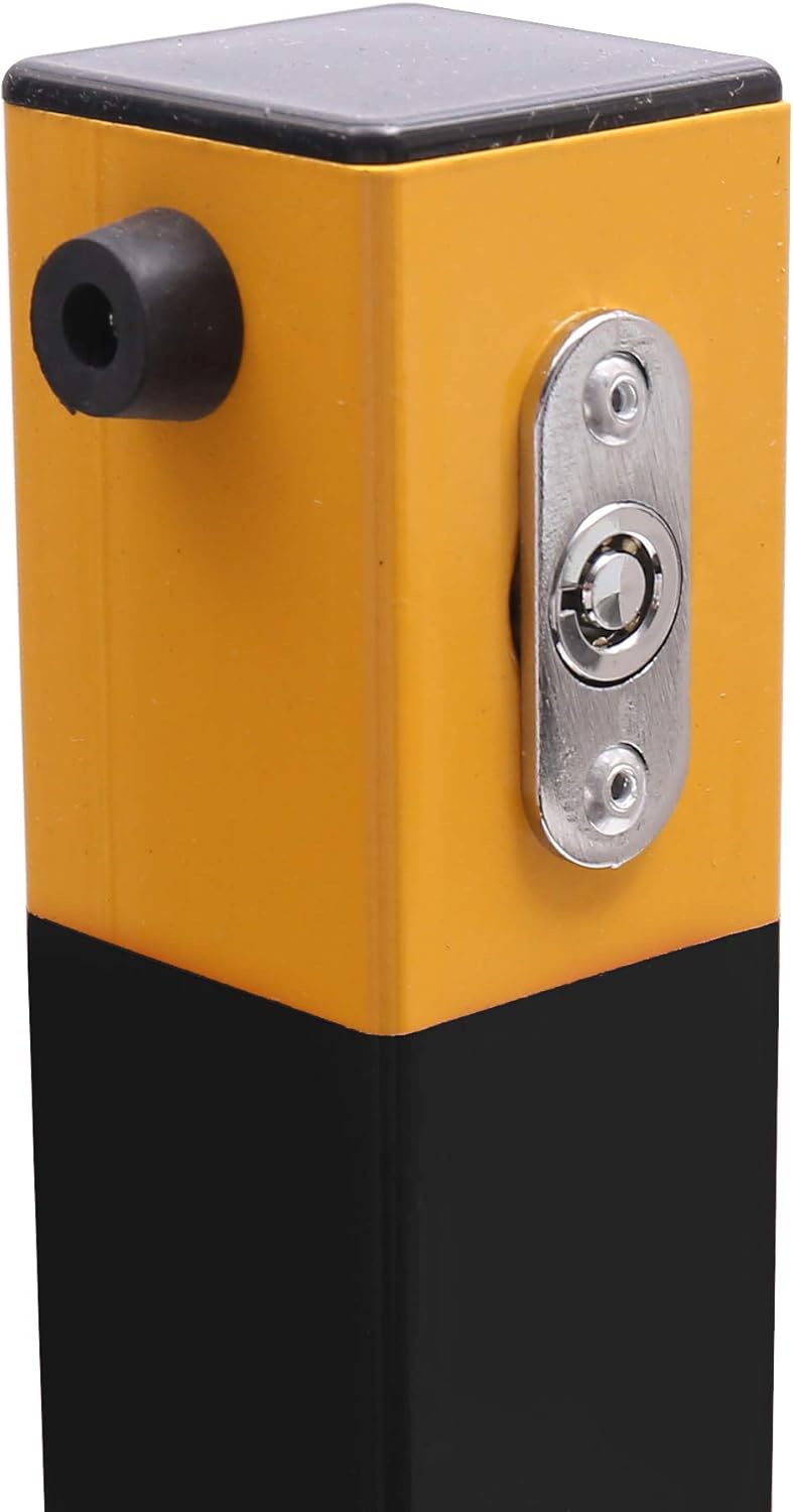 TOPWAY Lockable Fold Down Car Parking Barrier Post - Yellow and Black, 60cm Height - Image 5