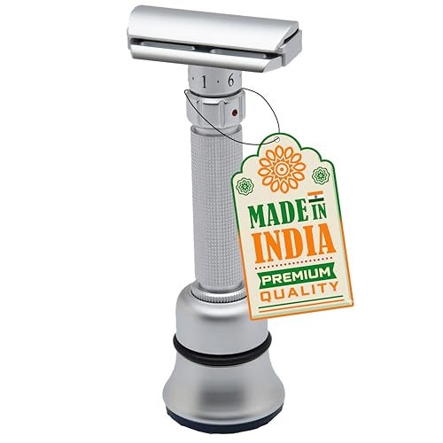 Pearl Flexi Adjustable Safety Razor Version V12 - Reusable Metal made of 100% Brass | Adjustable from 1 to 6 Eco Friendly Double Edge for Men | Men's Shaving for | Holi Gift Option - Image 1