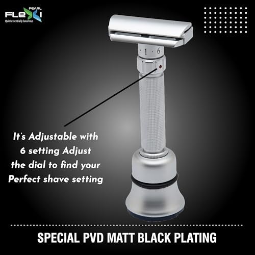 Pearl Flexi Adjustable Safety Razor Version V12 - Reusable Metal made of 100% Brass | Adjustable from 1 to 6 Eco Friendly Double Edge for Men | Men's Shaving for | Holi Gift Option - Image 4