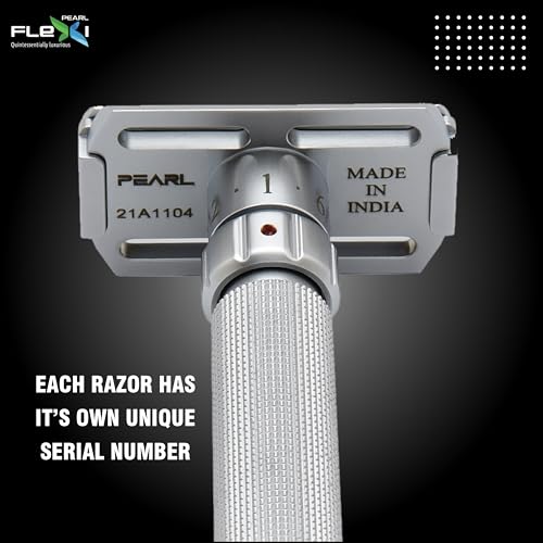 Pearl Flexi Adjustable Safety Razor Version V12 - Reusable Metal made of 100% Brass | Adjustable from 1 to 6 Eco Friendly Double Edge for Men | Men's Shaving for | Holi Gift Option - Image 5