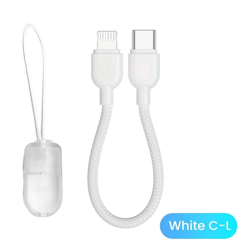 كابل أبيض بطول 7.87 بوصة من نوع Apple من Type C إلى Lightning لتخزين خط البيانات - Image 1