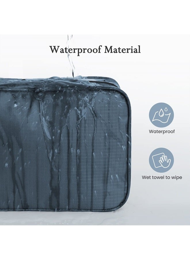 Maliton Hanging Toiletry Bag | Compact Travel Toiletry Bag for Men/Women | Foldable Mens Hygiene Bag with 4 Compartments| Waterproof Travel Bathroom Bag (Navy Blue) - Image 2