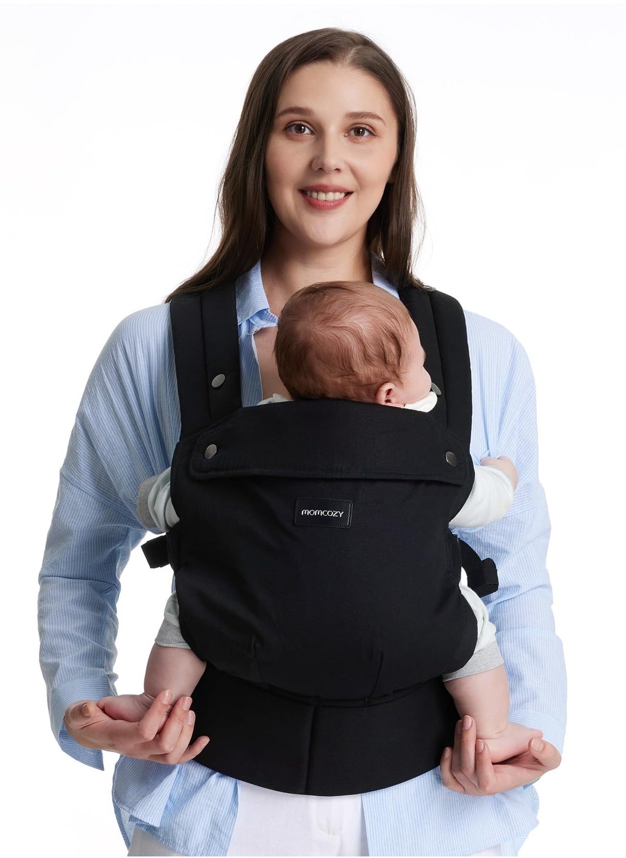 Momcozy Baby Carrier Newborn to Toddler - Ergonomic, Cozy and Lightweight Infant Carrier for 7-44lbs, Effortless to Put On, Ideal for Hands-Free Parenting, Enhanced Lumbar Support 