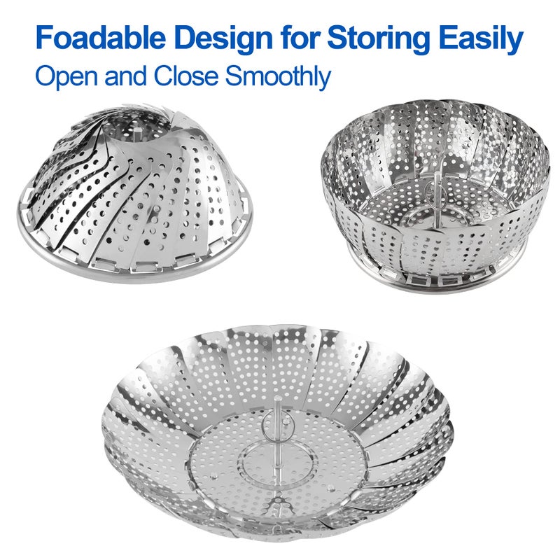 SAYFINE Vegetable Steamer Basket, Premium Stainless Steel Veggie Steamer Basket - Folding Expandable Steamers to Fits Various Size Pot Small by SAYFINE (5.5" to 9.2") - Image 4