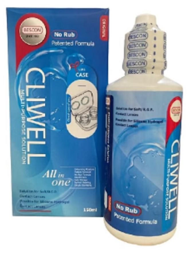 Multi-Purpose Solution All In One and Plastic Contact Lens Cleaning Tool - 150ml