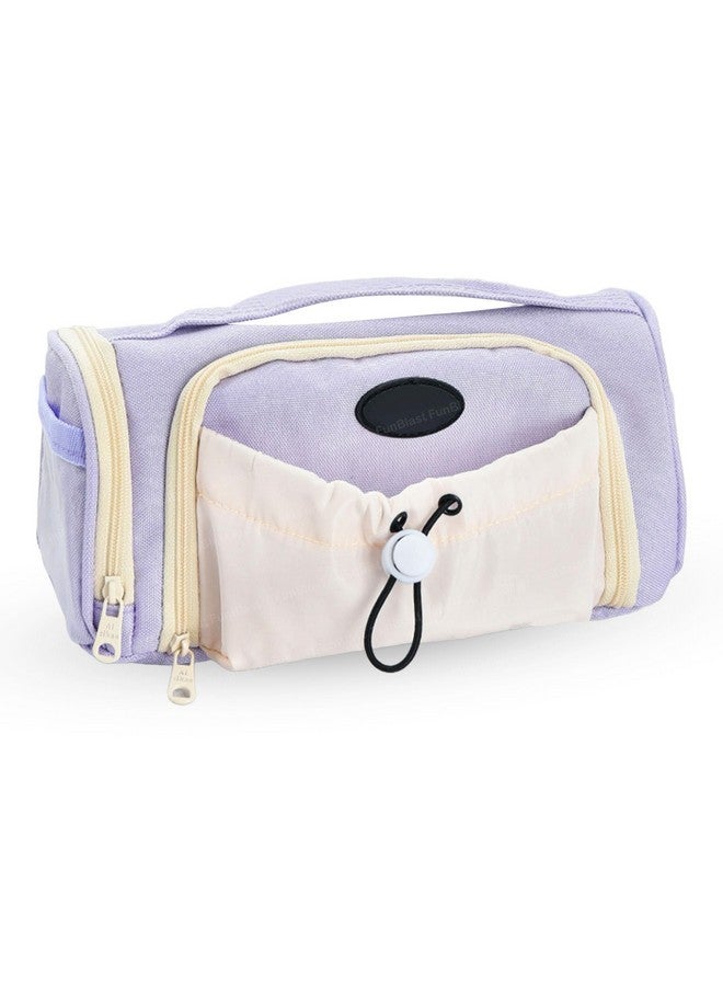 FunBlast Pencil Pouch for Girls - Large Capacity Zipper Pouch with Drawstring Pocket, Aesthetic Pouch, Kawaii Pencil Case, Cute Pouches for Girls, Multipurpose Pouch for Kids & Adults (Purple) - Image 1