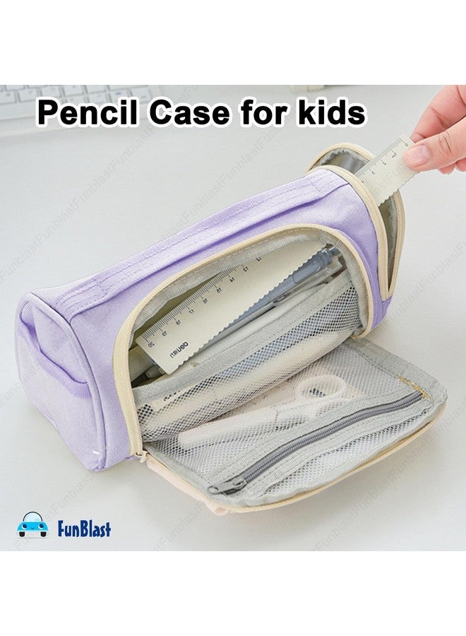 FunBlast Pencil Pouch for Girls - Large Capacity Zipper Pouch with Drawstring Pocket, Aesthetic Pouch, Kawaii Pencil Case, Cute Pouches for Girls, Multipurpose Pouch for Kids & Adults (Purple) - Image 2