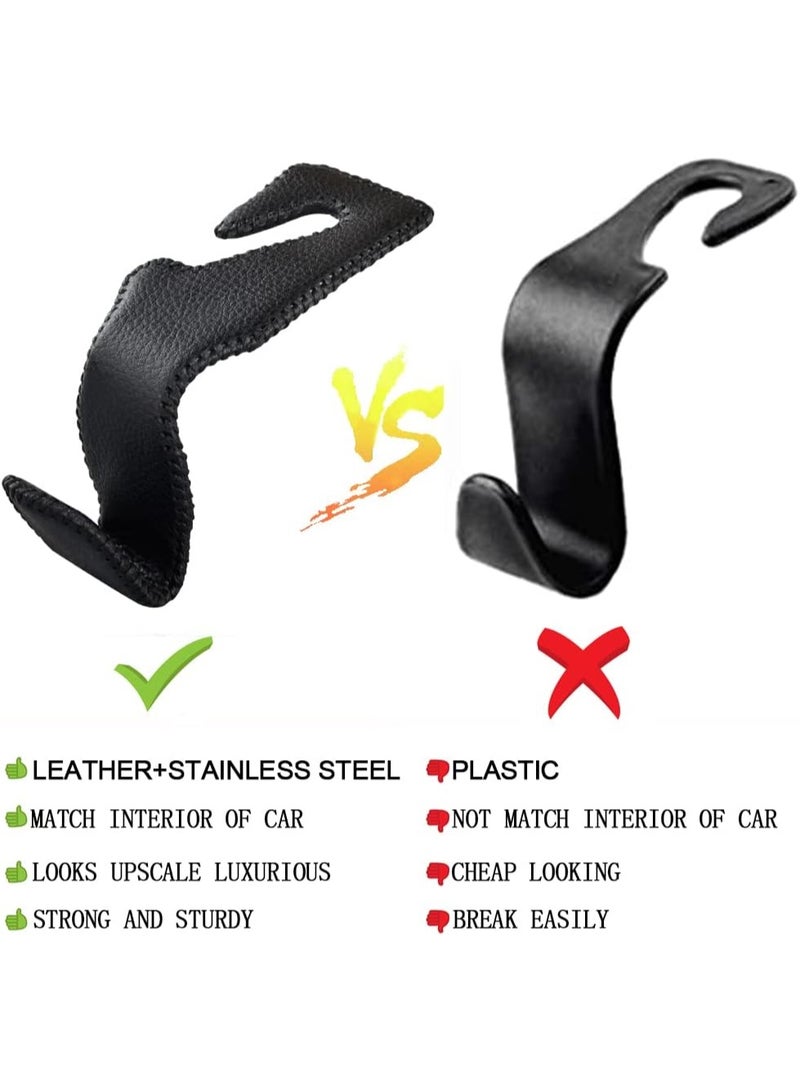 Leather Car Seat Headrest Hook for Handbag, Groceries & Hat – Single Piece Car Organizer Hook - Image 3