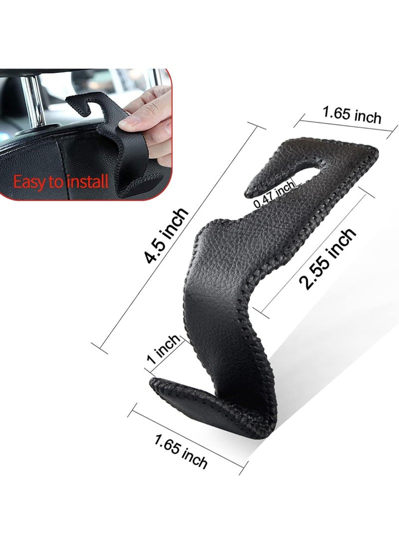 Leather Car Seat Headrest Hook for Handbag, Groceries & Hat – Single Piece Car Organizer Hook - Image 2
