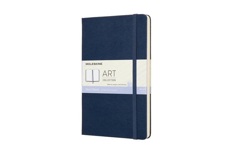 Moleskine Art Sketchbook, Hard Cover, Large (5" x 8.25") Plain/Blank, Sapphire Blue, 104 Pages