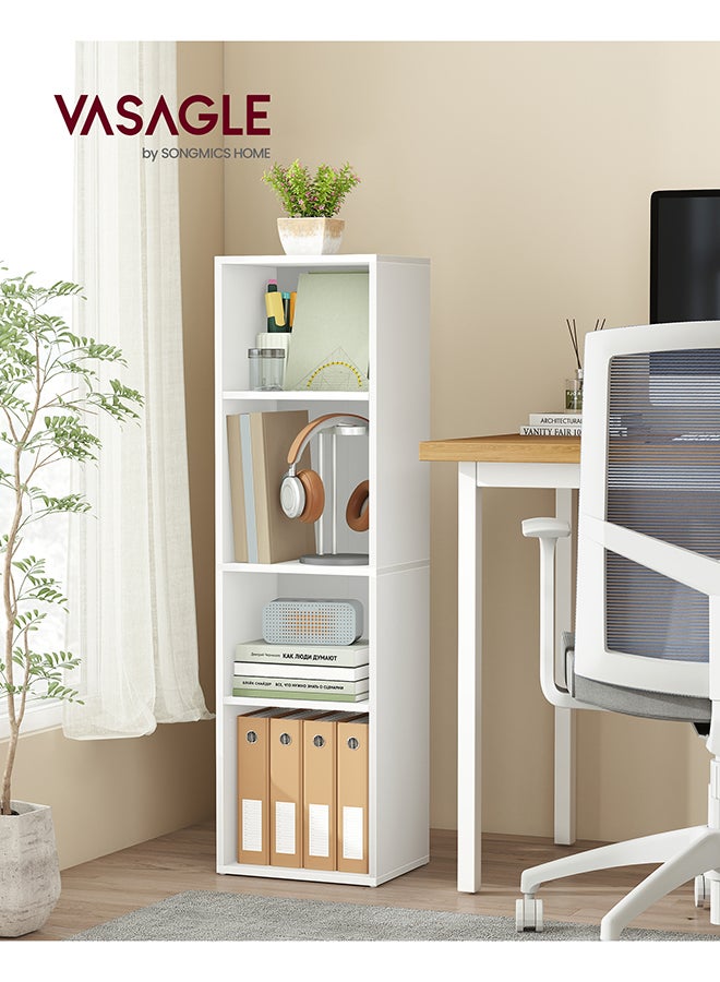 VASAGLE Bookcase, Shelf, Storage Cabinet with 4 Compartments, Freestanding Bookcase, Cube Bookcase, for Living Room, Office, Dining Room, Cloud White - Image 2