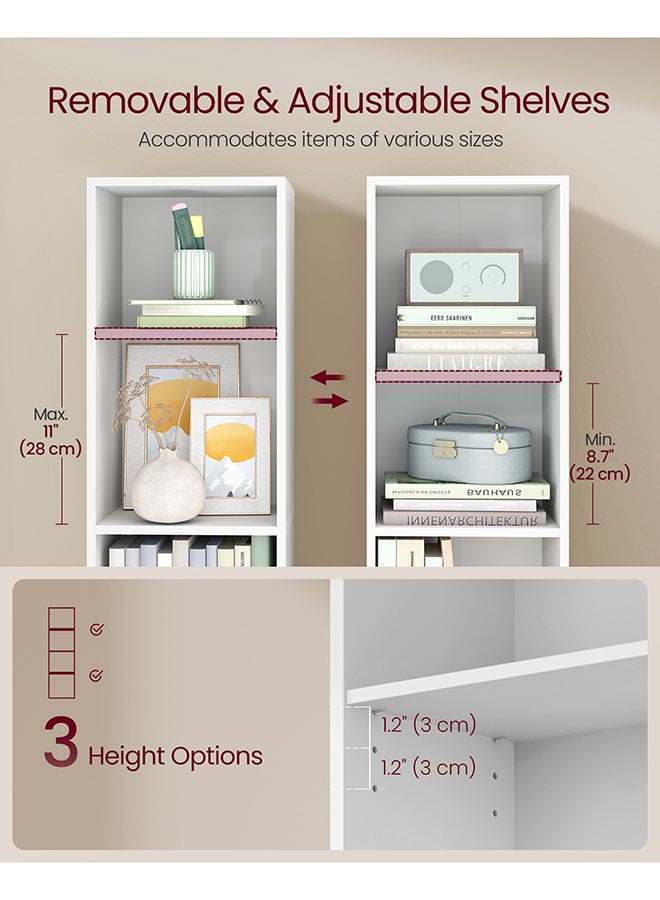 VASAGLE Bookcase, Shelf, Storage Cabinet with 4 Compartments, Freestanding Bookcase, Cube Bookcase, for Living Room, Office, Dining Room, Cloud White - Image 3