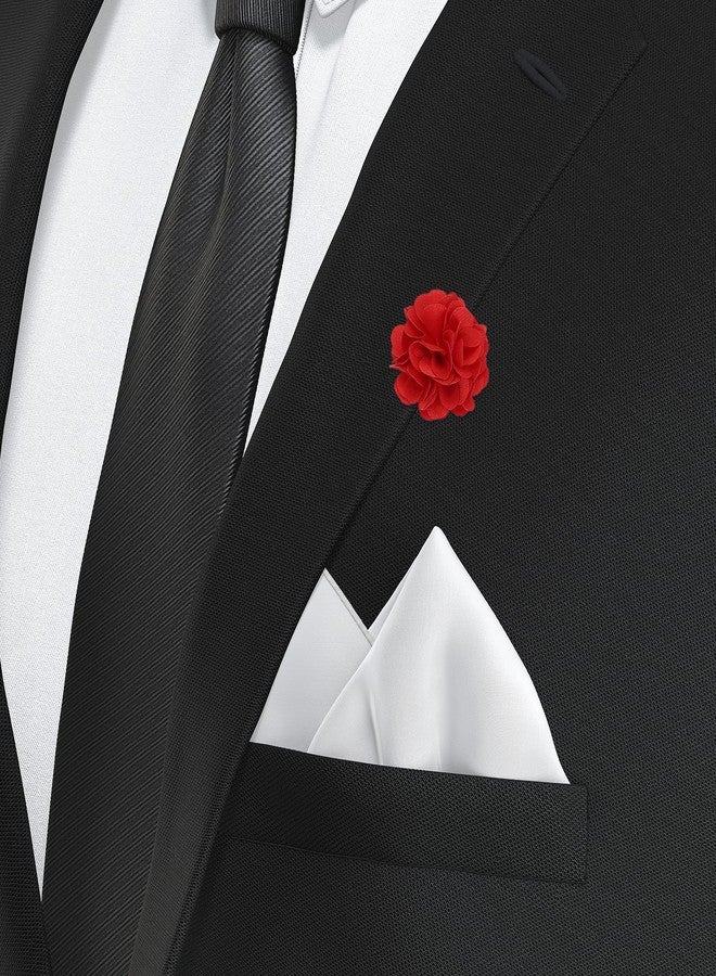 PATIKIL Flower Boutonnieres Pin, Lapel Pin for Men Camellia Flower for Suit Wedding Graduation Anniversary Brooch Outfit Accessories, Red - Image 5