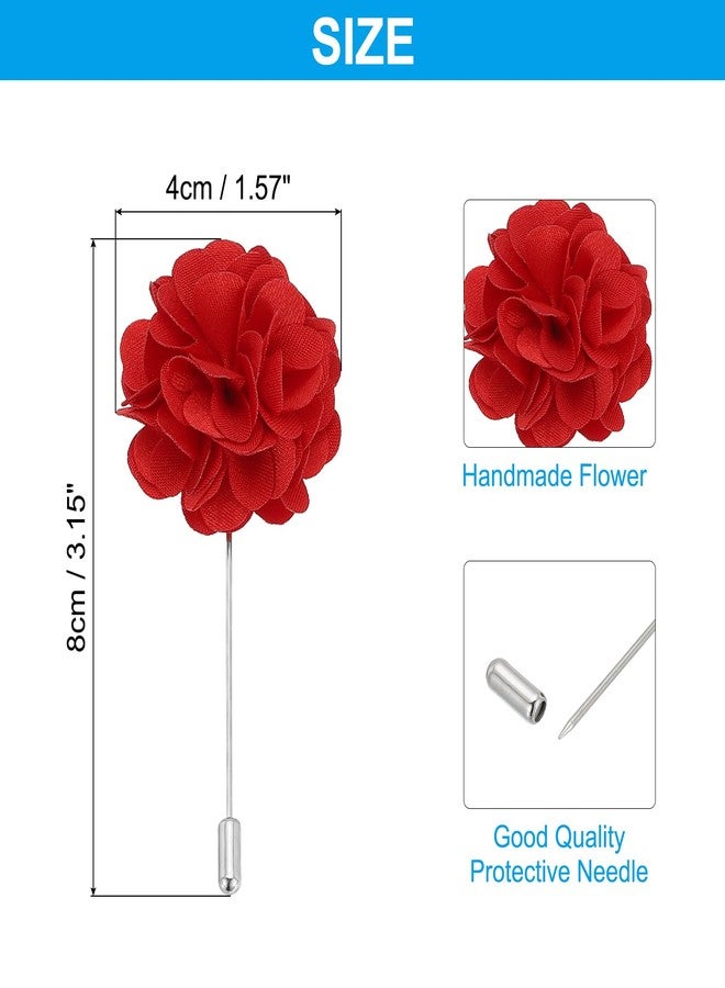 PATIKIL Flower Boutonnieres Pin, Lapel Pin for Men Camellia Flower for Suit Wedding Graduation Anniversary Brooch Outfit Accessories, Red - Image 2