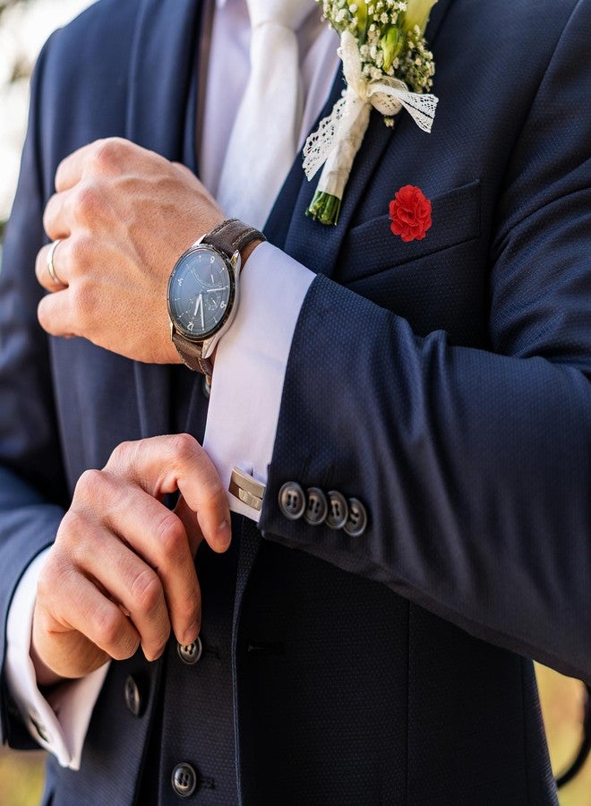 PATIKIL Flower Boutonnieres Pin, Lapel Pin for Men Camellia Flower for Suit Wedding Graduation Anniversary Brooch Outfit Accessories, Red - Image 4