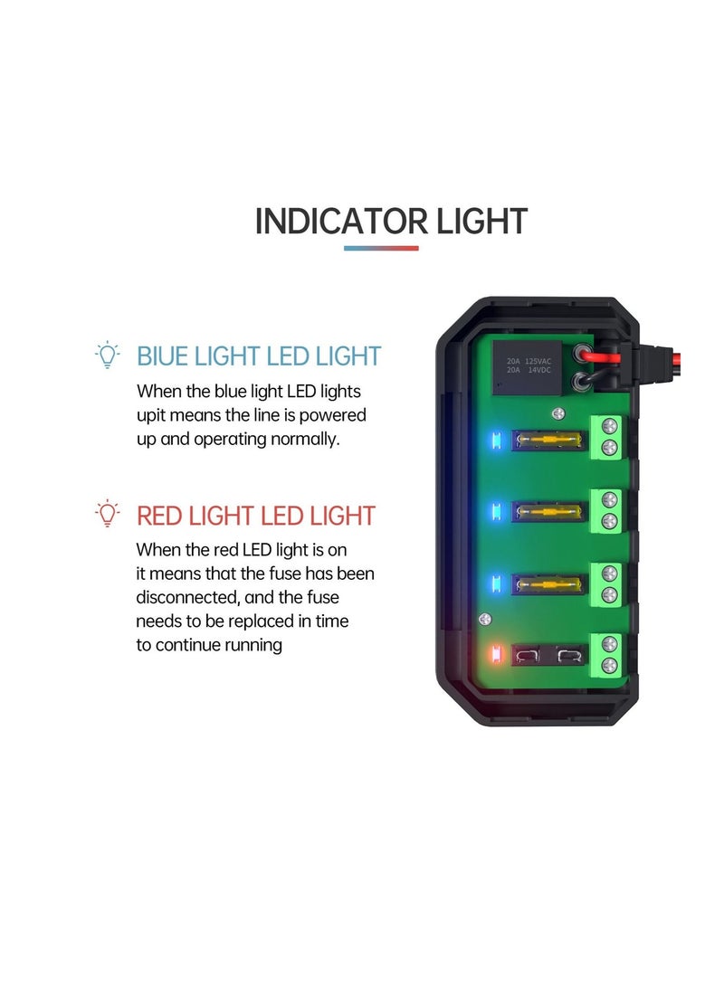MUNTAQI 12V Universal Automotive Moto Fuse Box with 20A Capacity, LED Indicator Light, and Heat-resistant Fuse Holder for Cars and Motorcycles. - Image 4