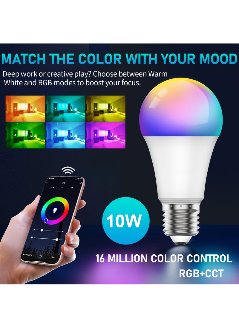 SKY-TOUCH - 1pc Smart Light Bulb, Multi Color Changing Dimmable Smart Wifi And Bluetooth Compatible With Alexa And Google Home Assistant - Image 1