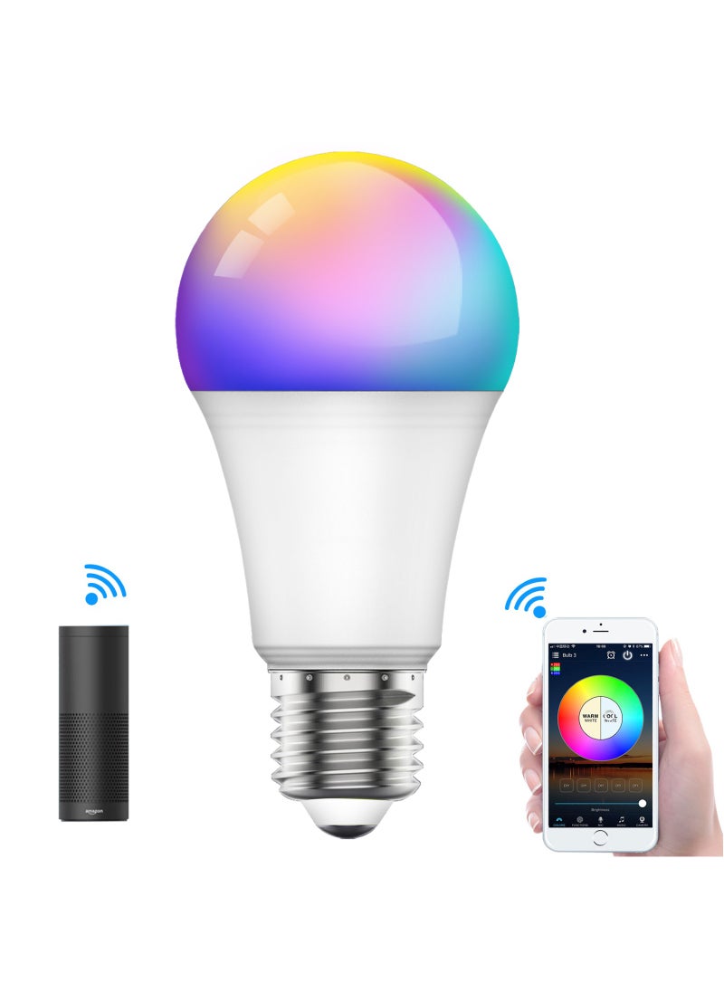 SKY-TOUCH - 1pc Smart Light Bulb, Multi Color Changing Dimmable Smart Wifi And Bluetooth Compatible With Alexa And Google Home Assistant - Image 1