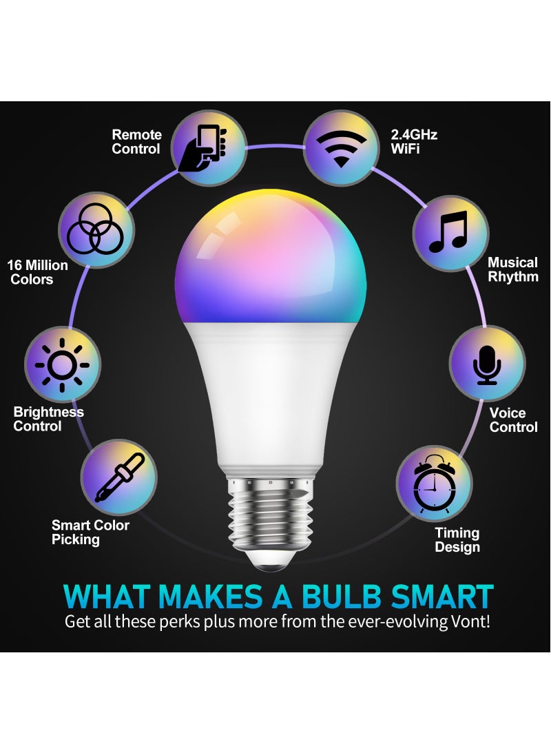 SKY-TOUCH - 1pc Smart Light Bulb, Multi Color Changing Dimmable Smart Wifi And Bluetooth Compatible With Alexa And Google Home Assistant - Image 1