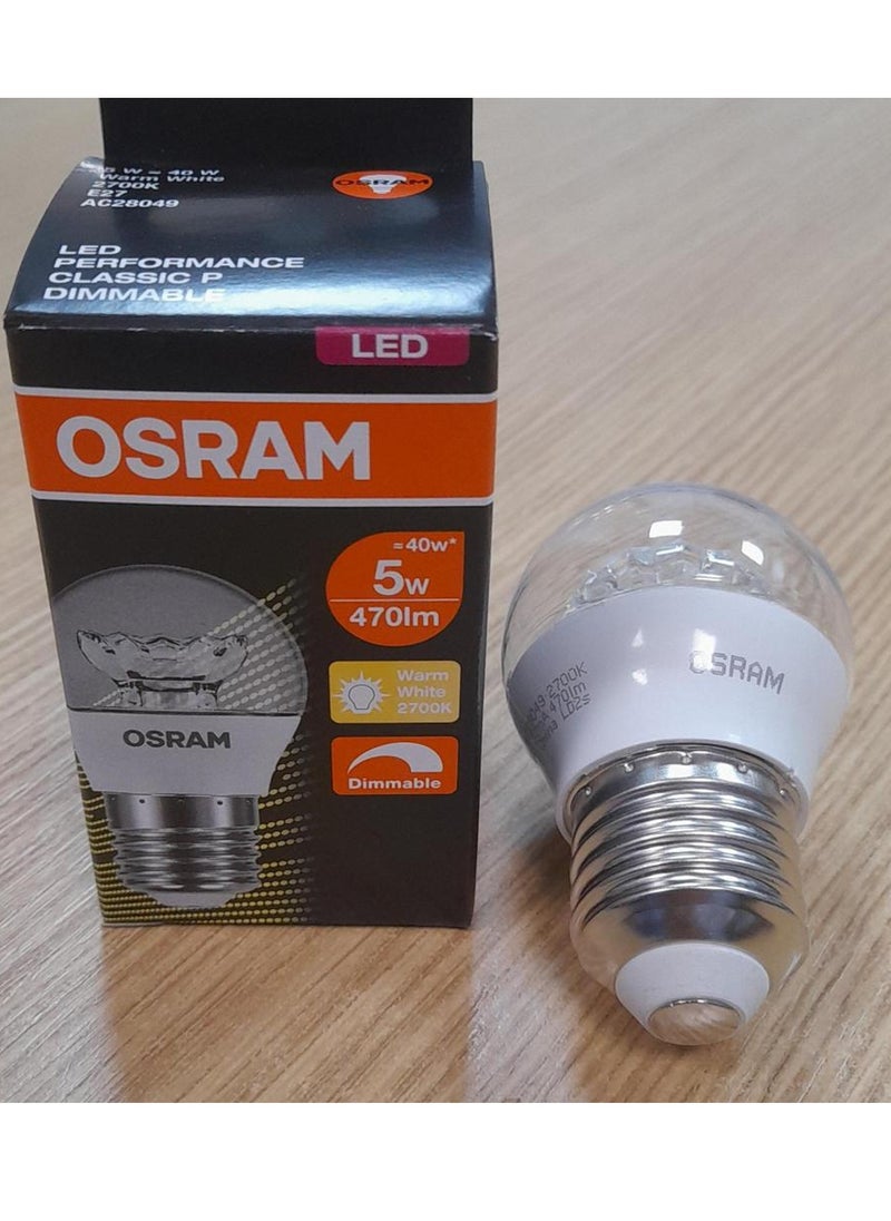 Osram LED E27 classic P 5W Dimmable Bulb, 2700K Warm White – Clear Filament 1 Piece  - Image 2